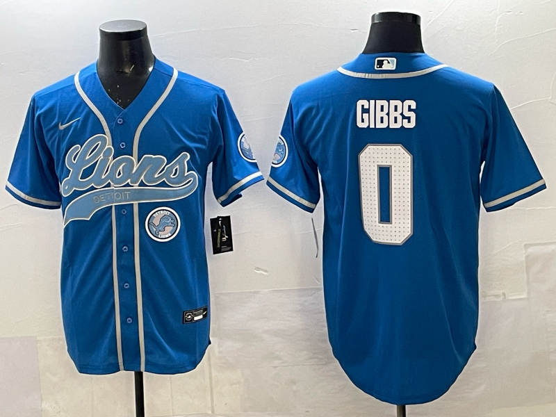 Men Detroit Lions 0 Gibbs blue NFL Nike 2025 jersey 004